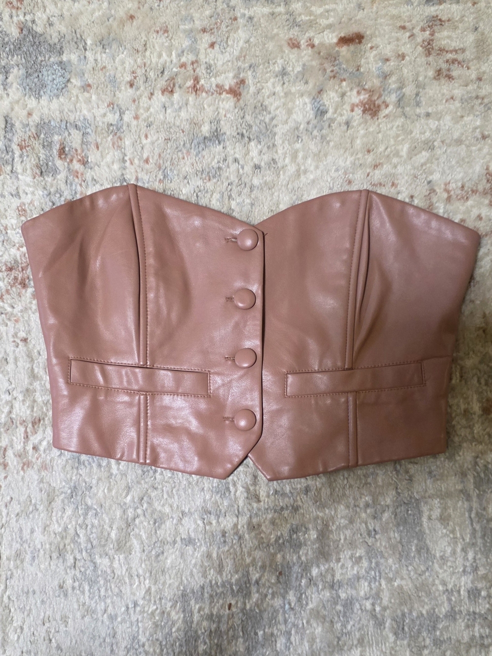 Faux Leather Strapless Bustier in Dusty Rose